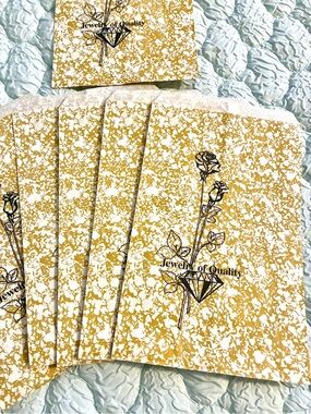 125- Bags Jewelry of Quality Gold Speckle Jewelry Bags - Set of 125